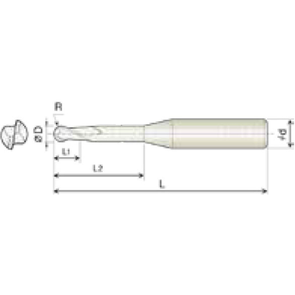 VHM Mini Radiusfräser 2BRB010140S04 mit TISIN Beschichtung 1mm Durchmesser 50mm Länge-Beschreibung lesen