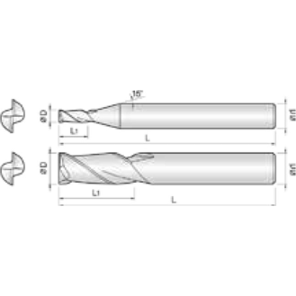 Schaftfräser für ABS mit 2 Schneiden 2NEM007014S03 0,7mm Durchmesser 40mm Länge-Beschreibung lesen