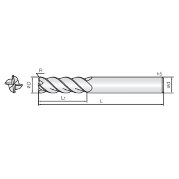 VHM Eckradiusfräser lang 4CLS060015070 mit JRCO Beschichtung 6mm Durchmesser-Beschreibung lesen