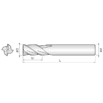 VHM Schaftfräser FNR für roughing und finishing 4FNR140010100 mit TISIN Beschichtung 14mm Durchmesser-Beschreibung lesen