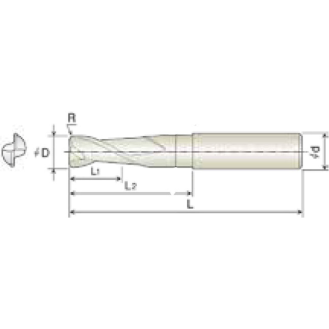 VHM Eckradiusfräser 2KCR005001020 mit TISIN Beschichtung 0,5mm Durchmesser 45mm Länge-Beschreibung lesen