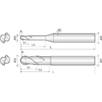 VHM Kugelfräser G-TAC beschichtet 2LRB003020S04 mit G-TAC Beschichtung 0,3mm Durchmesser-Beschreibung lesen