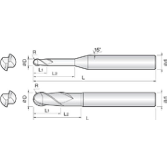 VHM Kugelfräser G-TAC beschichtet 2LRB010080S04 mit G-TAC Beschichtung 1mm Durchmesser-Beschreibung lesen