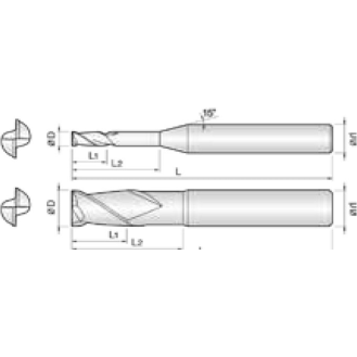 VHM Schaftfräser High Speed 2SRE025350S04 mit TISIN Beschichtung 2,5mm Durchmesser-Beschreibung lesen