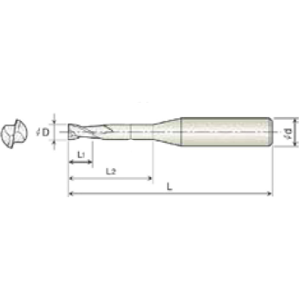 VHM Schaftfräser scharfkant 2KRE015180S04 mit TISIN Beschichtung 1,5mm Durchmesser-Beschreibung lesen