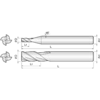 VHM Schaftfräser lang 4LEM012060S06 mit TISIN Beschichtung 1,2mm Durchmesser-Beschreibung lesen