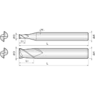 VHM Fräser G-TAC beschichtet 2LCE025080S04 mit G-TAC Beschichtung 2,5mm Durchmesser-Beschreibung lesen