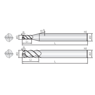 VHM Schaftfräser mit 4 Schneiden 4MSB100250S10 mit HR Beschichtung 10mm Durchmesser-Beschreibung lesen