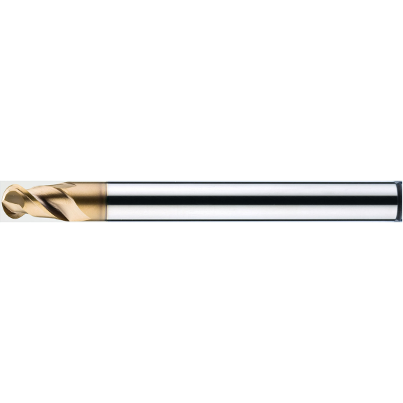 Fraise à billes en carbure monobloc 2HOB025100S06 avec revêtement AICrN diamètre 2,5 mm longueur 50 mm-Leggi tutto