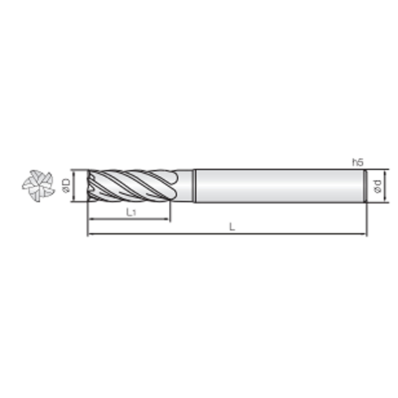 VHM Eckenfräser mit 5 Schneiden 5MCC060130S06 mit HR Beschichtung 6mm Durchmesser-Beschreibung lesen