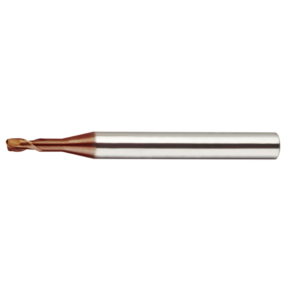 Fraise en carbure monobloc à bord tranchant 2KRE003025S04 avec revêtement TISIN diamètre 0,3 mm-Lire la description