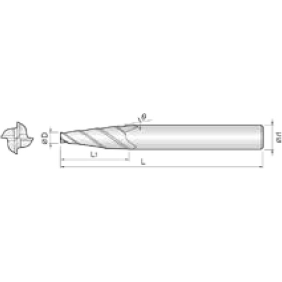 VHM Gesenkfräser konisch 4TEM030050150 mit TISIN Beschichtung 3mm Durchmesser-Beschreibung lesen