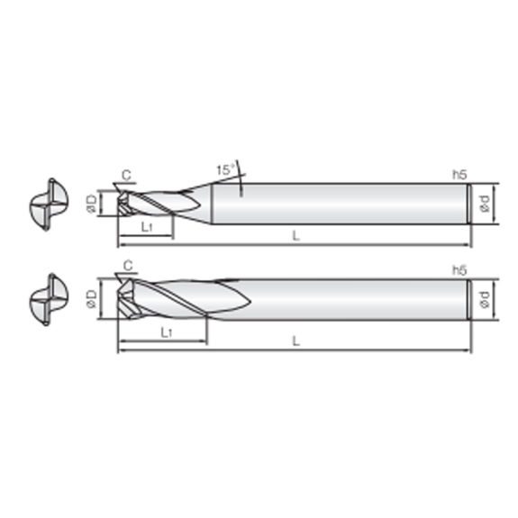 Eckschaftfräser C-Form 2CCE060025S06 mit JCRO Beschichtung 6mm Durchmesser-Beschreibung lesen