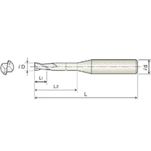 VHM Schaftfräser scharfkant 2KRE020200S04 mit TISIN Beschichtung 2mm Durchmesser-Beschreibung lesen