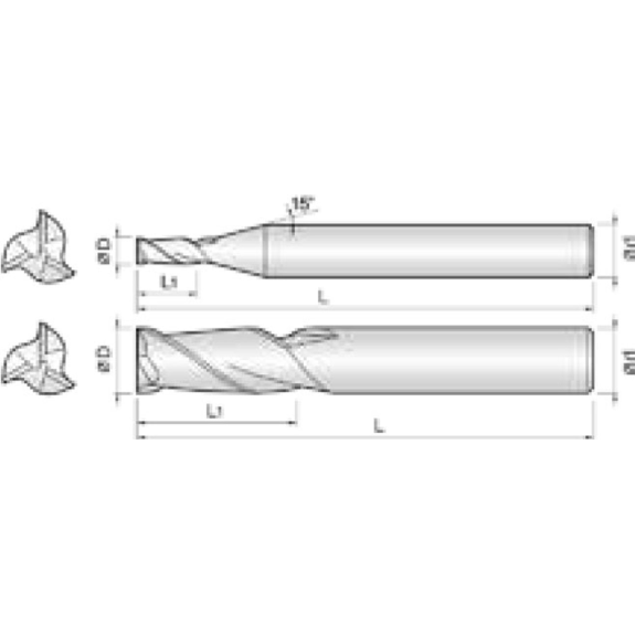 Schaftfräser für ABS mit 3 Schneiden 3NEM012050S04 1,2mm Durchmesser 40mm Länge-Beschreibung lesen