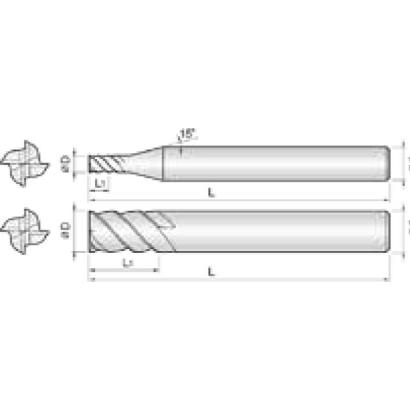 VHM Schaftfräser High Speed 4SEM080400S08 mit TISIN Beschichtung 8mm Durchmesser-Beschreibung lesen