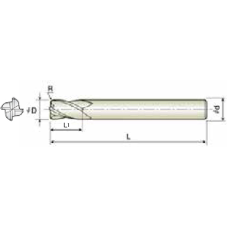 VHM Eckradiusfräser 4KNR045003S06 mit TISIN Beschichtung 4,5mm Durchmesser 75mm Länge-Beschreibung lesen