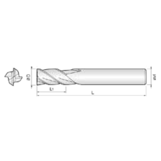 VHM Feinschruppfräser für Roughing und Finish 4FCE140320080 mit TISIN Beschichtung 14mm Durchmesser-Beschreibung lesen