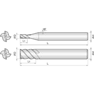 VHM Schaftfräser nicht symetrisch 4NSM100250S10 mit AICrN Beschichtung 10mm Durchmesser-Beschreibung lesen