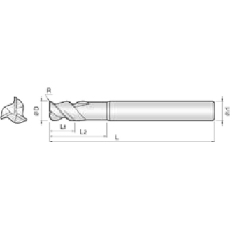 VHM Eckradiusfräser für Aluminium 3AHRD200010150 mit R-TAC Beschichtung 20mm Durchmesser-Beschreibung lesen