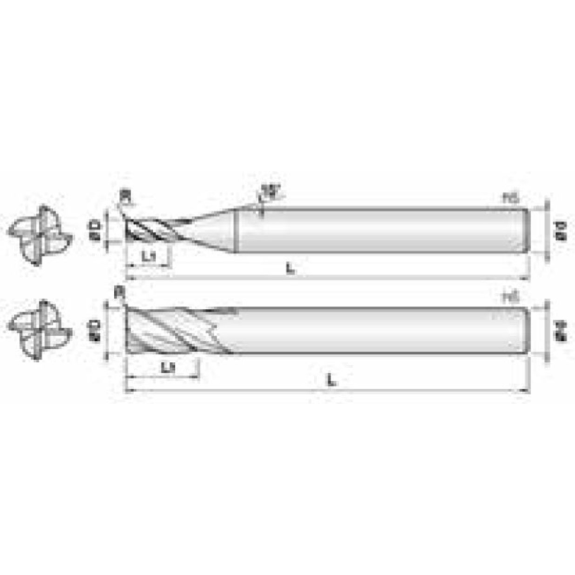 VHM Eckradiusfräser für Heavy Cuts 4ECR040010S06 mit BLUE Beschichtung 4mm Durchmesser-Beschreibung lesen