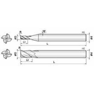 VHM Eckradiusfräser für Heavy Cuts 4ECR025005S04 mit BLUE Beschichtung 2,5mm Durchmesser-Beschreibung lesen