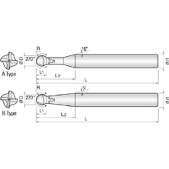 VHM Lollipop Fräser 3D 270° 4DPM020060S06 mit TISIN Beschichtung 2mm Durchmesser-Beschreibung lesen