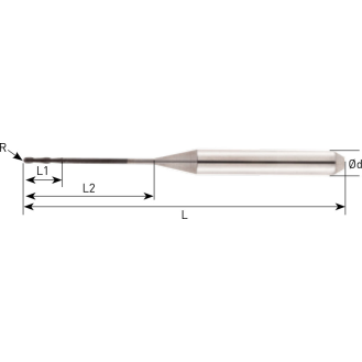 VHM Schaftfräser ROD für Zirconia 2ROD006140450 mit DIA Beschichtung 0,6mm Durchmesser-Beschreibung lesen
