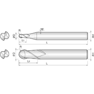 VHM Kugelfräser für generelle Anwendung 2HGB025060075 mit AICrN Beschichtung 2,5mm Durchmesser-Beschreibung lesen