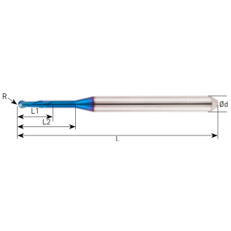 VHM Schaftfräser ROB für Kobalt-Chrom und Titanium 2ROB006060450 mit ULTRA-X Beschichtung 0,6mm Durchmesser-Beschreibung lesen