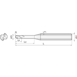 VHM Kugelfräser CBN High Speed 2CRB015020S04 1,5mm Durchmesser 54mm Länge-Beschreibung lesen
