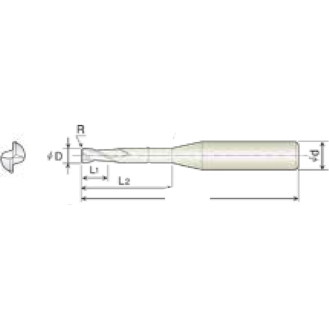 VHM Eckradiusfräser 2WCR025002S06 mit TISIN Beschichtung 2,5mm Durchmesser 50mm Länge-Beschreibung lesen