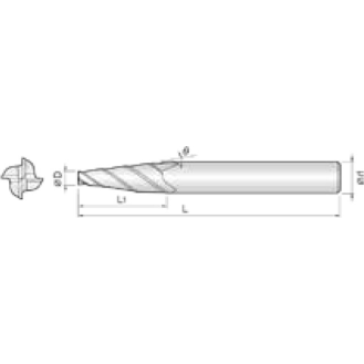 VHM Gesenkfräser konisch 4TEM080003250 mit TISIN Beschichtung 8mm Durchmesser-Beschreibung lesen