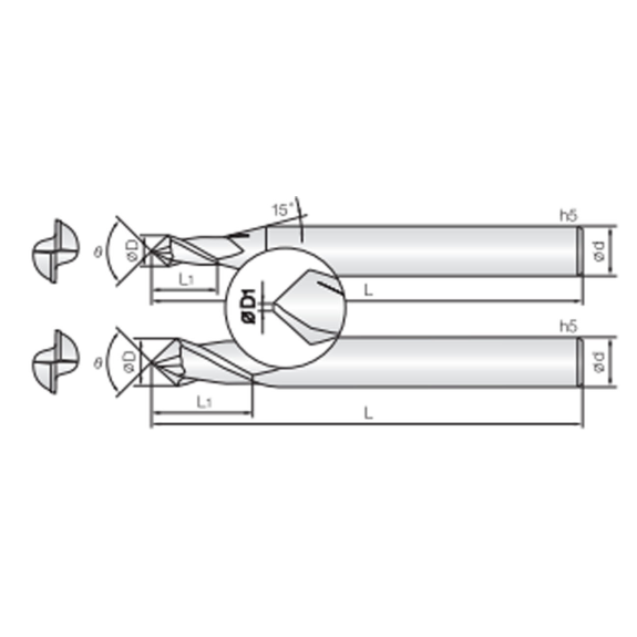 Fasenfräser Mini 2MCE010001120 mit JCRO Beschichtung 1mm Durchmesser-Beschreibung lesen