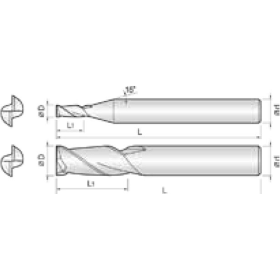VHM Schaftfräser lang 2LEM020100S06 mit TISIN Beschichtung 2mm Durchmesser-Beschreibung lesen