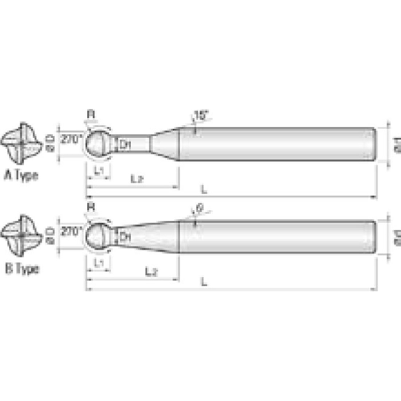 VHM Lollipop Fräser 3D 270° 4DPM020100S06 mit TISIN Beschichtung 2mm Durchmesser-Beschreibung lesen