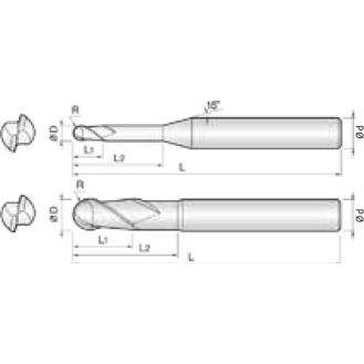 VHM Kugelfräser High Speed 2SRB025100S04 mit TISIN Beschichtung 2,5mm Durchmesser-Beschreibung lesen
