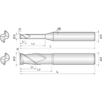 VHM Eckradiusfräser 2OCR015002200 mit AICrN Beschichtung 1,5mm Durchmesser 50mm Länge-Beschreibung lesen