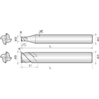 VHM Eckradiusfräser lang 4HCR025003S06 mit TISIN Beschichtung 2,5mm Durchmesser-Beschreibung lesen