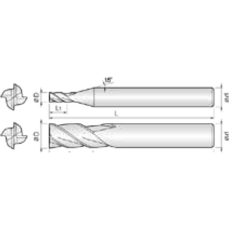 VHM Schaftfräser High Speed 4SCE075160S08 mit TISIN Beschichtung 7,5mm Durchmesser-Beschreibung lesen