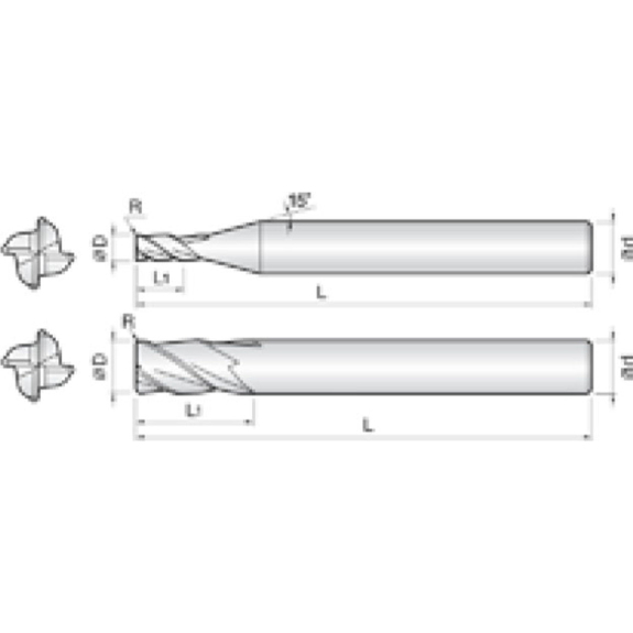 VHM Eckradiusfräser für generelle Anwendung 4NGR080020110 mit AICrN Beschichtung 8mm Durchmesser-Beschreibung lesen