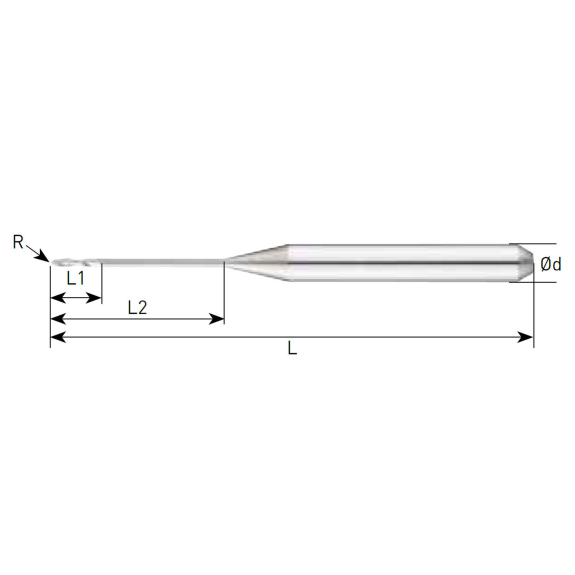 VHM Schaftfräser RON für PEEK, PMMA und WAX 1RON010160450 mit Nicht beschichtet Beschichtung 1mm Durchmesser-Beschreibung lesen
