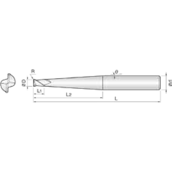 Vollradiusfräser High Speed 2TCR0200053501 mit TISIN Beschichtung 2mm Durchmesser-Beschreibung lesen