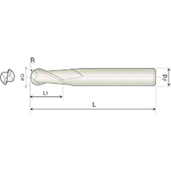 VHM Kugelfräser Standard 2KCB025060S04 mit TISIN Beschichtung 2,5mm Durchmesser-Beschreibung lesen