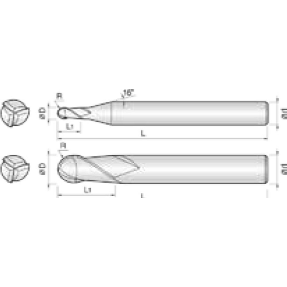 VHM Radiusfräser High Speed 3SCB040080S06 mit TISIN Beschichtung 4mm Durchmesser-Beschreibung lesen