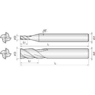 VHM Schaftfräser für generelle Anwendung 4HGE115220S12 mit AICrN Beschichtung 11,5mm Durchmesser-Beschreibung lesen