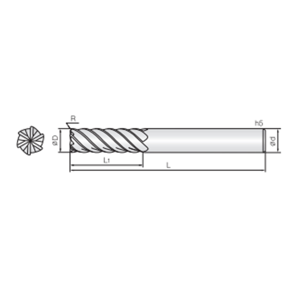 VHM Eckradiusfräser mit 6 Schneiden 6MSC060010S06 mit HR Beschichtung 6mm Durchmesser-Beschreibung lesen