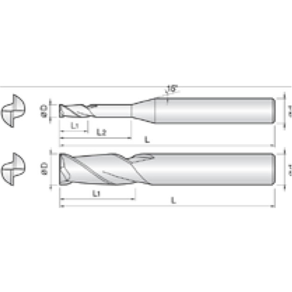 VHM Schaftfräser Mikro Lang 2NLE010200S04 1mm Durchmesser 80mm Länge-Beschreibung lesen