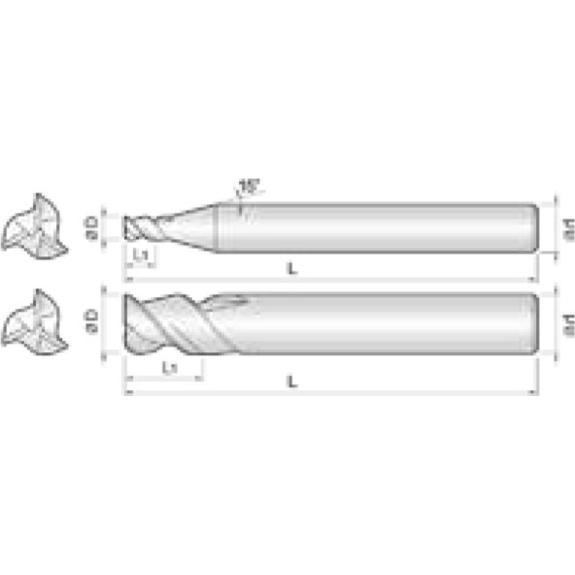 VHM Schaftfräser High Speed 3HSM015100S06 mit AICrN Beschichtung 1,5mm Durchmesser-Beschreibung lesen