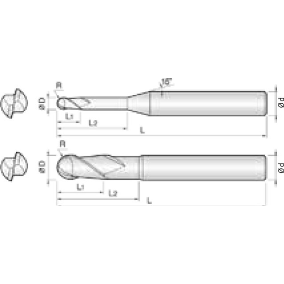 VHM Kugelfräser High Speed 2SRB010020S04 mit TISIN Beschichtung 1mm Durchmesser-Beschreibung lesen